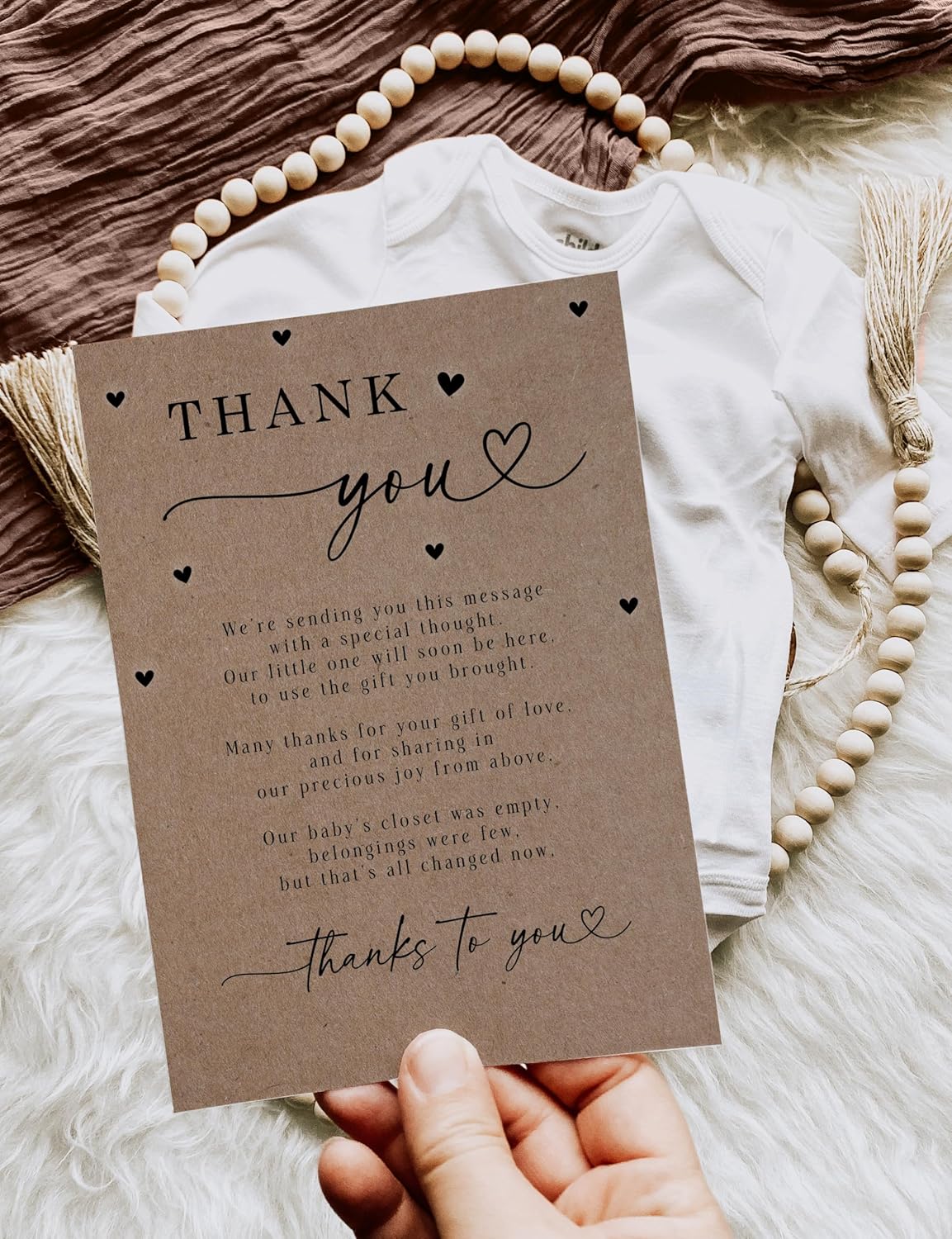 Your Main Event Prints Baby Shower Thank You Cards with Envelopes - Elegant and Convenient Gratitude Notes for Baby Showers (Kraft) - Image 2