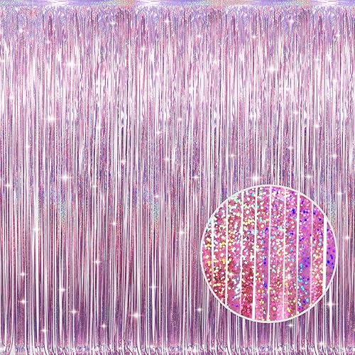 Miniatura 69 de GOER - Cortinas de tiras metálicas/oropel para fiestas, telón de fondo para fotos, Halloween, cumpleaños, graduaciones, Año Nuevo, decoración