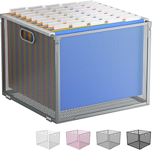 Oterri Organizador de archivos colgante, organizador de archivos de metal, organizador de archivos de escritorio portátil para carpetas de tamaño