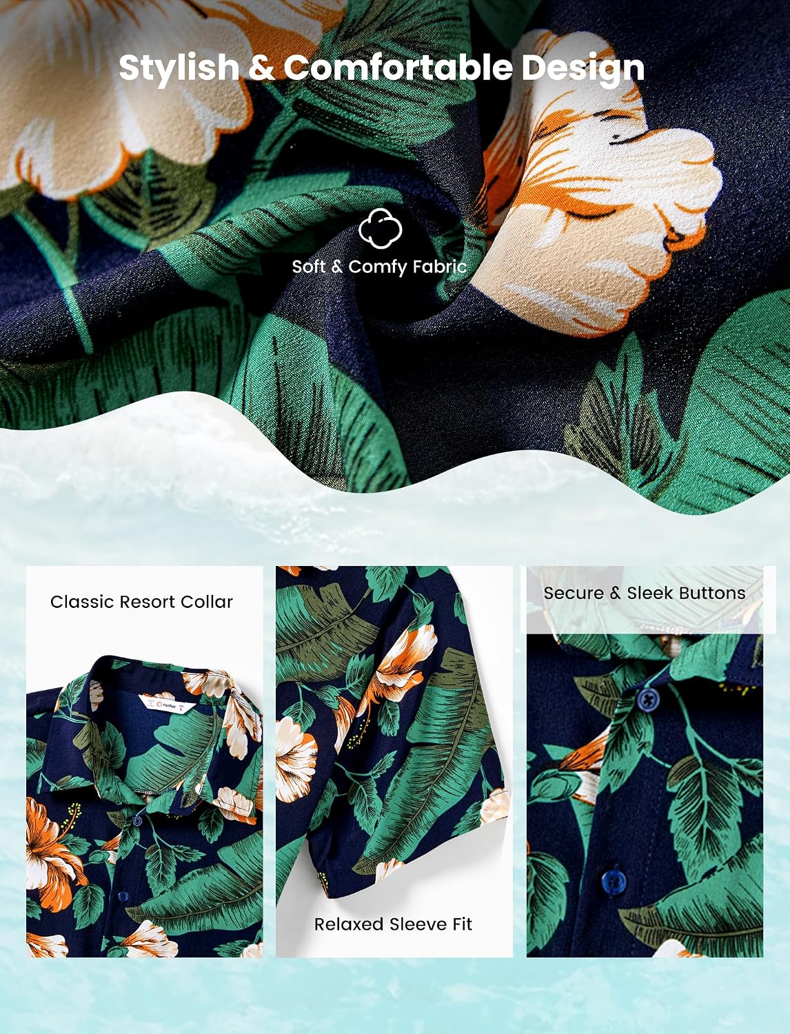 PATPAT Family Hawaiian Matching Outfits Mommy and Me Outfits Caribbean Vacation Summer Tropical Halter Sundresses and Shirts