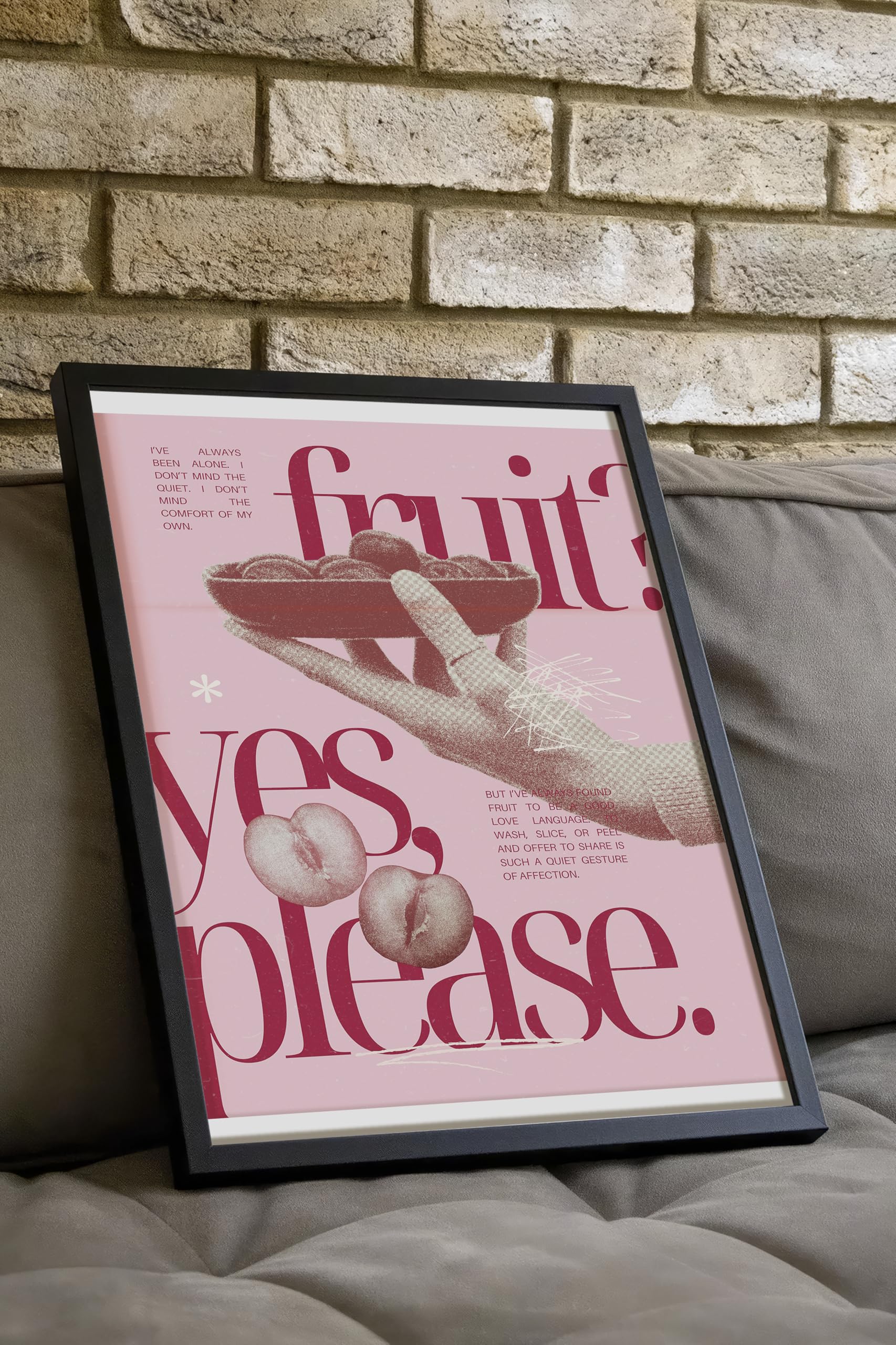 Zestia Siyah Çerçeveli Tablo, Fruit Yes Please Yazısı, Kiraz Detayı ile Poster No: 107633 21 x 30
