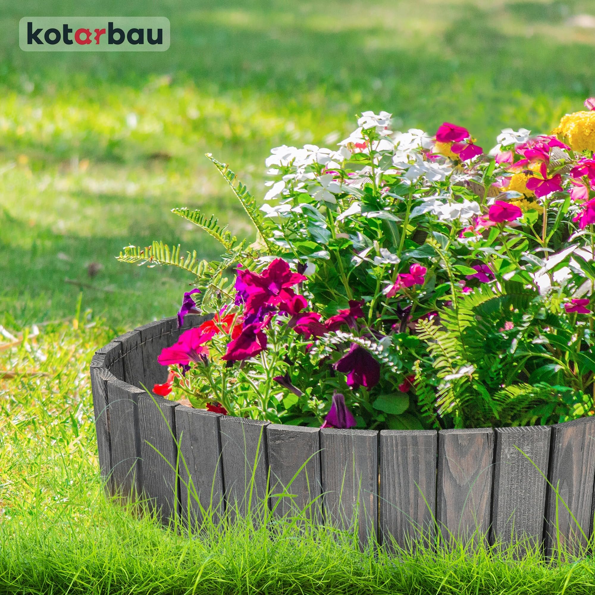 KOTARBAU® Bordure Jardin Exterieur Bois - 110 x 20 cm - Cloture Bois Jardin - Antracite- Palissade Flexible - Décoration