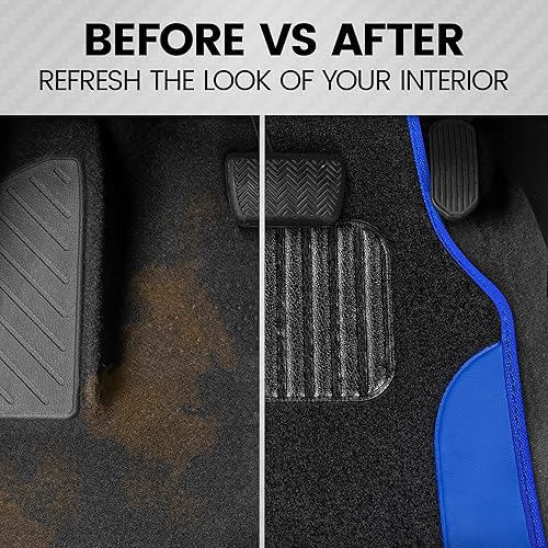 Miniatura 4 de BDK - Tapetes para auto de dos tonos con detalles de cuero sintético, juego de tapetes para auto con almohadilla para el talón incorporada,