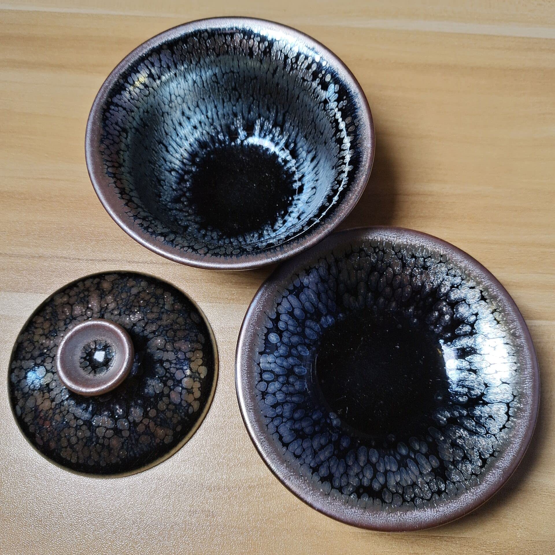 中国福建省南平市建区建盞天目茶碗紫金油滴三才盖碗・