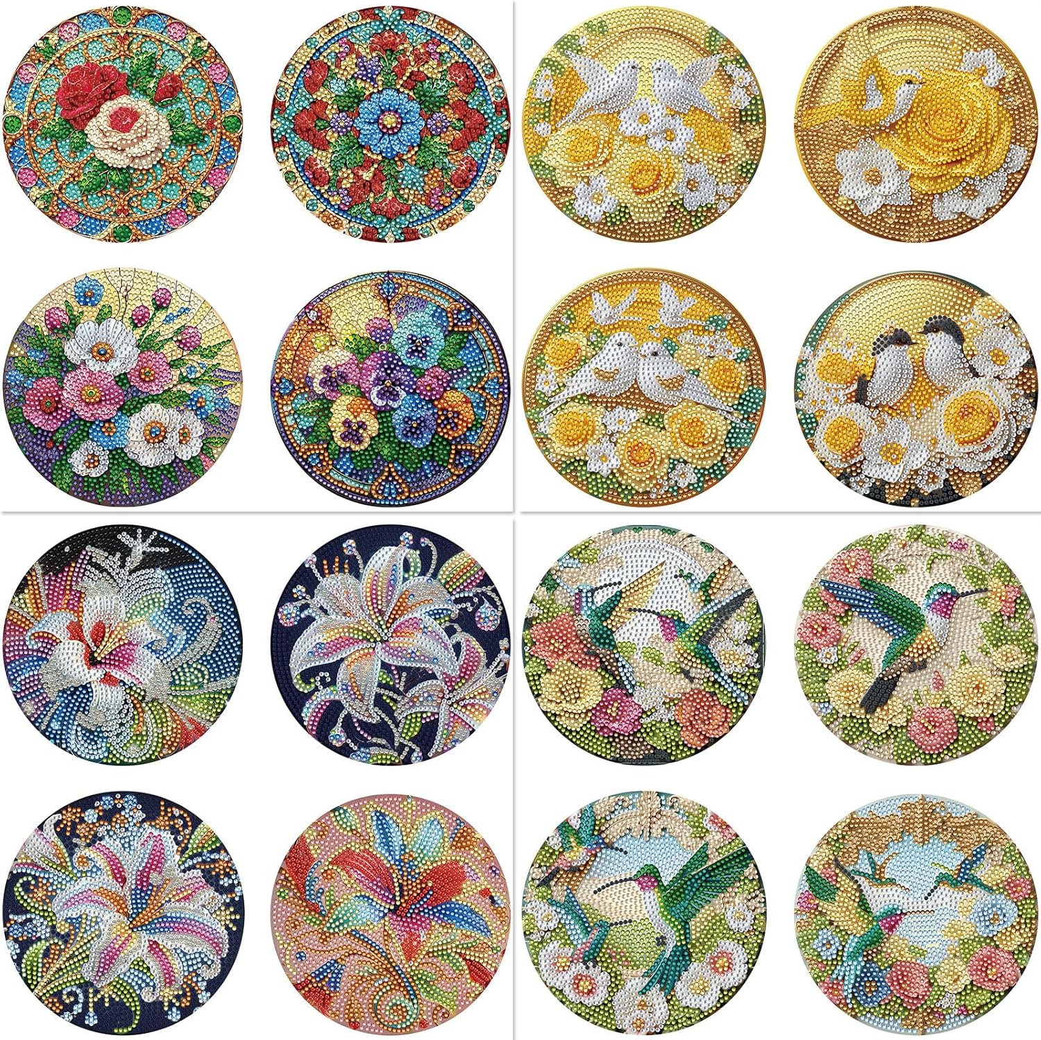 yzARTche Diamond Art Painting Coasters, 5D Wooden Diamond Art Tea Mat Kitchen Placemat, Non Slip Diamond Coasters Kits for Adults-4PCS-B