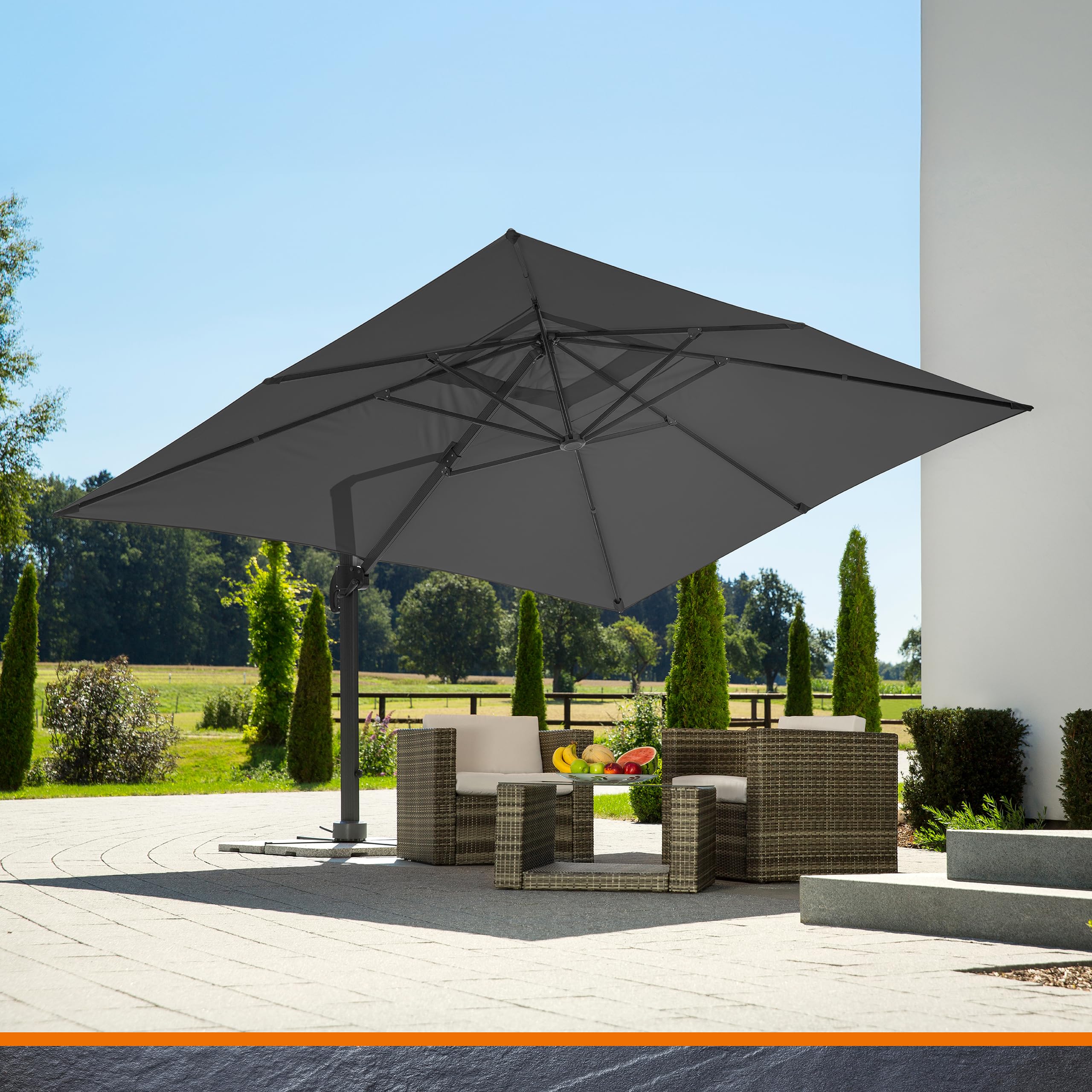 Schneider Sonnenschirm RHODOS GRANDE ca. 400 x 300 cm anthrazit, Anthracite