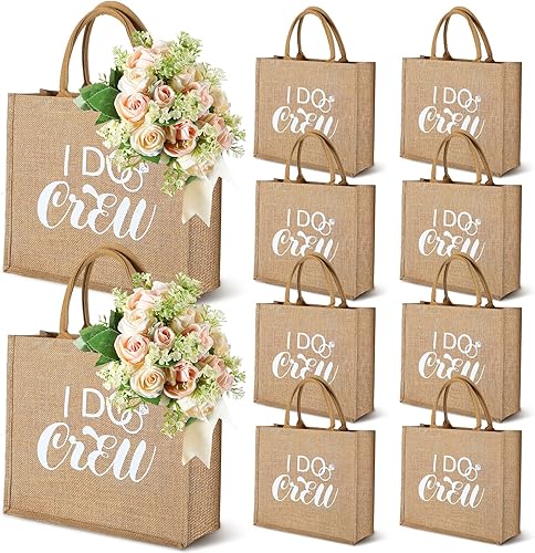 Sadnyy 10 bolsas de regalo para dama de honor, bolsas de mano con asas, grandes de arpillera, regalos de dama de honor, reutilizables, para