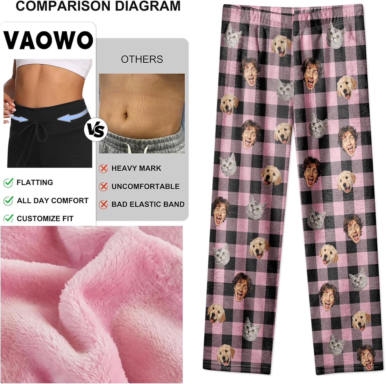 Flannel Pajamas Customized, Custom Pet Face Pajama Pants, Personalized PJ Pants with Photo, Christmas Pants for Men Women - Image 3