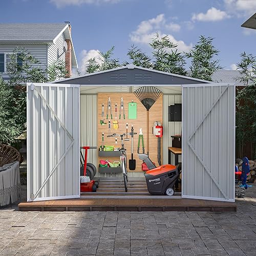 Miniatura 1 de Evedy Cobertizo de almacenamiento de metal para exteriores de 8 x 6 pies, cobertizo de metal con cerradura exterior de acero anticorrosión con