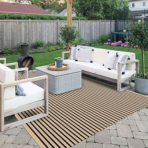 Miniatura 452 de IOHOUZE - Tapete a cuadros estilo búfalo de 5 x 8 pies para interiores y exteriores, lavable, para sala, tapete de bienvenida primavera-verano