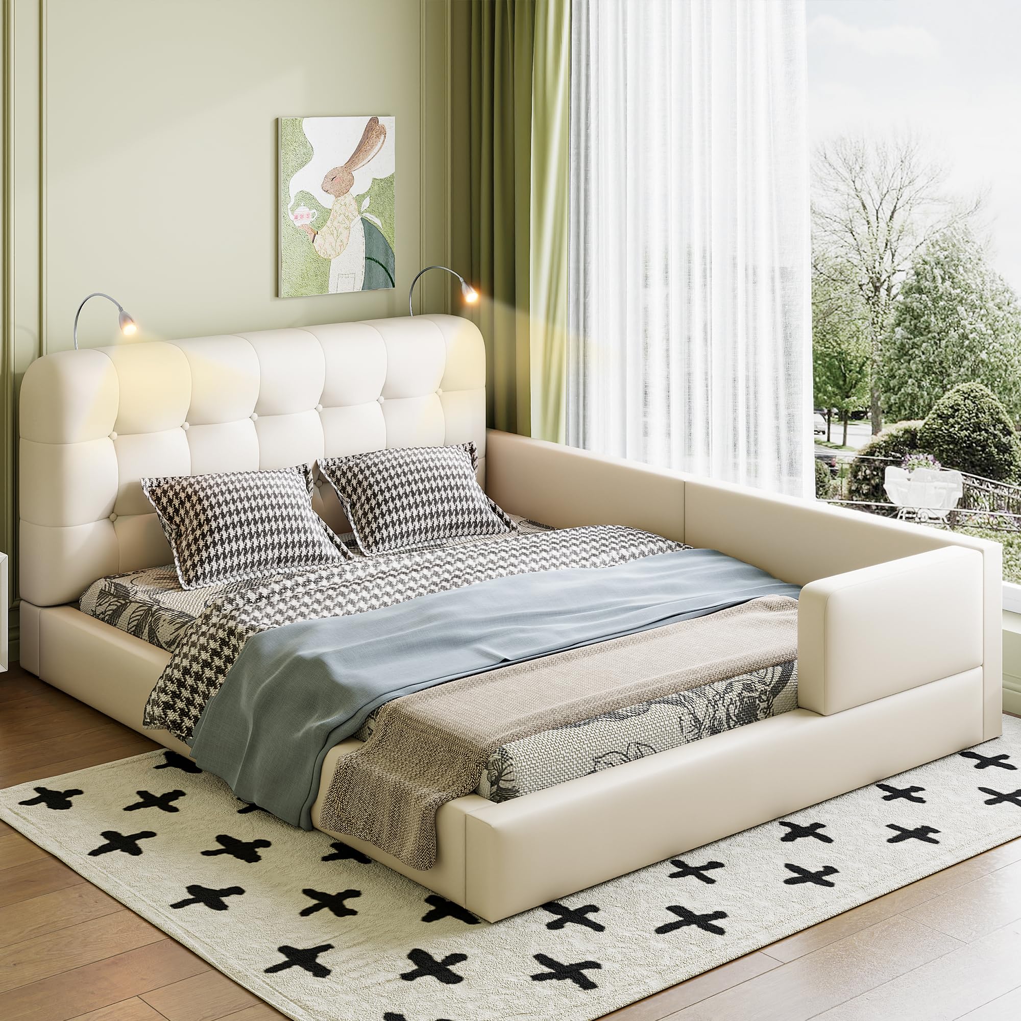 Amazon.com: Merax Modern Tufted Plattform Bed with Headboard