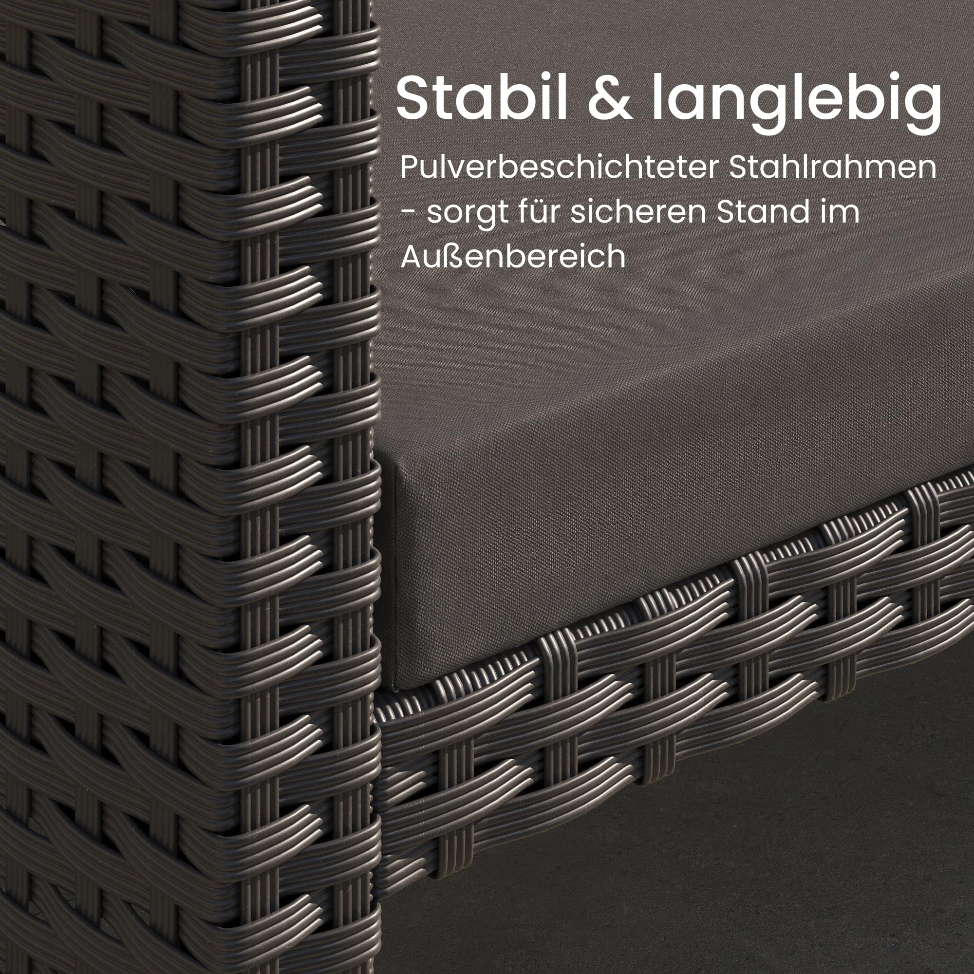 Home Collective Gartenmöbel Set Lounge Möbel Outdoor Sofa Gartenlounge Polyrattan | Mit Couchtisch & gemütlichen Polstern | Für Terrasse, Balkon oder Garten | 180x120x63,5 cm (BxTxH) | Schwarz