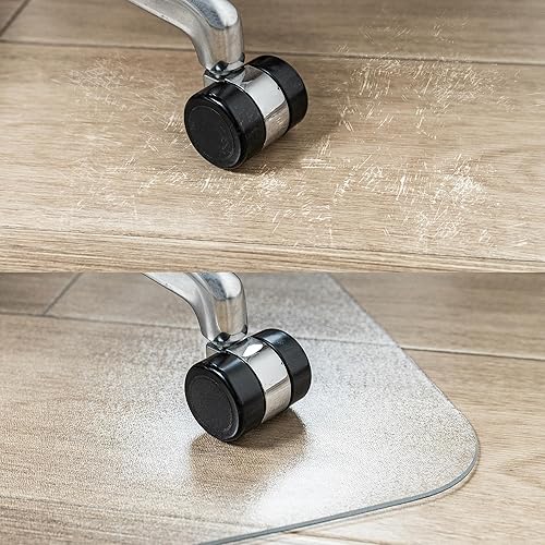 Miniatura 6 de MuArts Tapete elástico transparente para silla para suelos de madera dura, de 40 x 48 pulgadas, tapete protector de madera y azulejos para el hogar