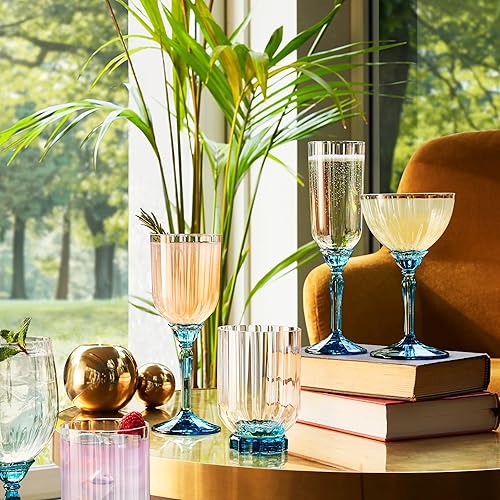 Miniatura 3 de Bormioli Rocco Florian - Copas de cóctel de champán y espresso Martini de 8.10 onzas, color azul claro, juego de 4