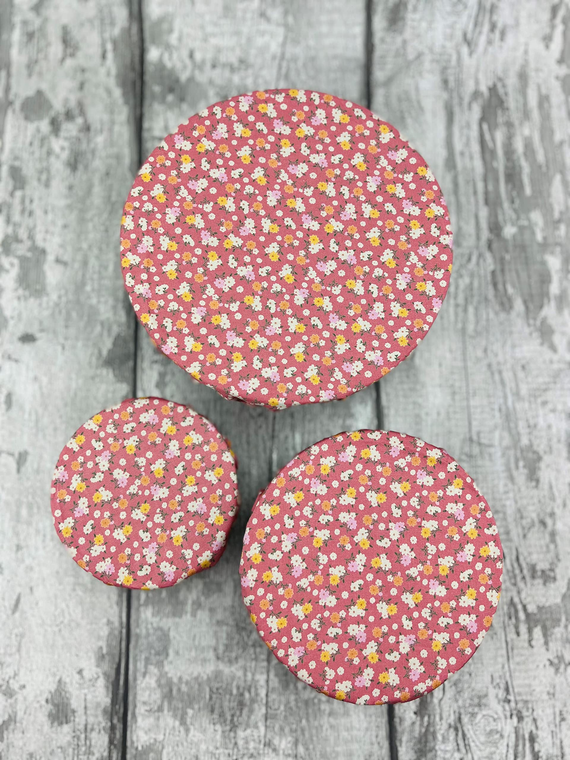 Reusable Cotton Bowl Covers with Elastic | Set of 3 Covers | Eco Friendly | Food Storage | Dish Storage