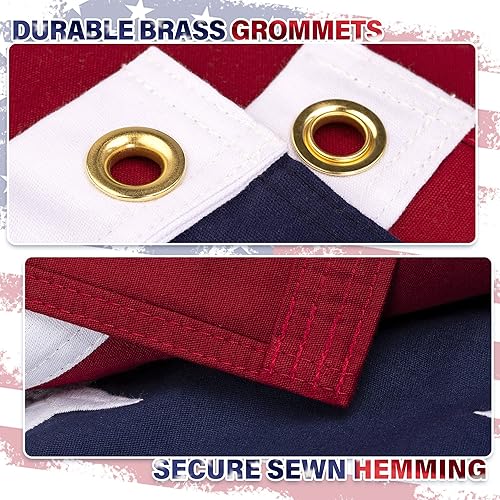 Miniatura 2 de Bandera estadounidense de 5 x 8 pies, 100% algodón, resistente bandera de Estados Unidos con estrellas bordadas, rayas cosidas, banderas duraderas