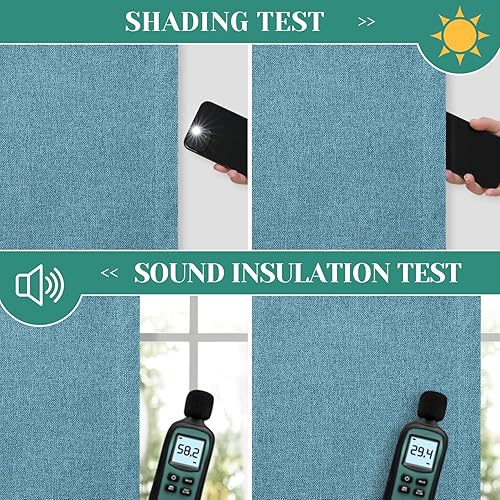 Miniatura 7 de HOMEIDEAS Cortinas opacas 100% de zafiro azul para dormitorio, cortinas de lino sintético de 63 pulgadas de largo, 2 paneles para sala de estar,