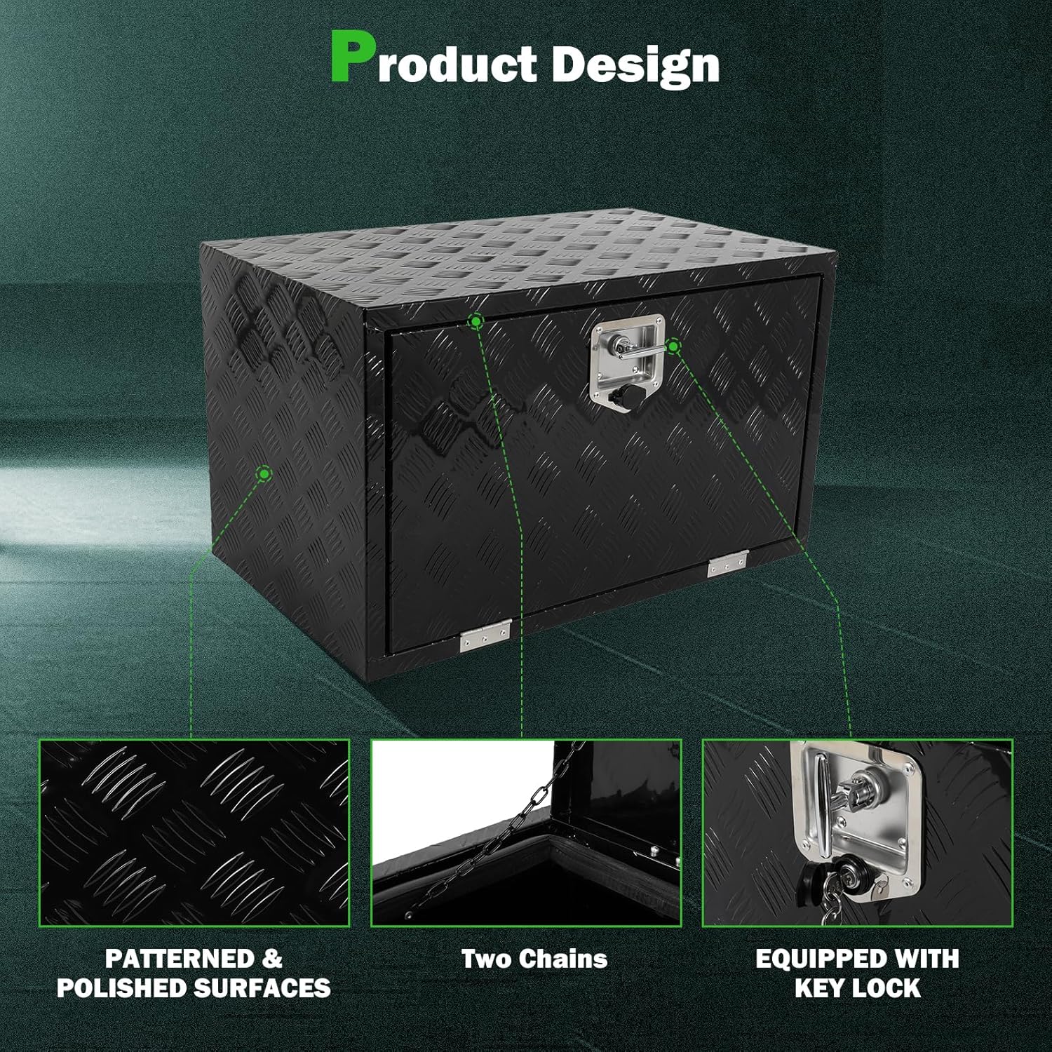 SCITOO 30 Inch Aluminum Diamond Plate Truck Bed Crossover Box,Heavy Duty Storage for Most Full Size Pickups,Lockable Weatherproof Chest,Fits 30" Truck Beds,Easy Access to Load and Unload