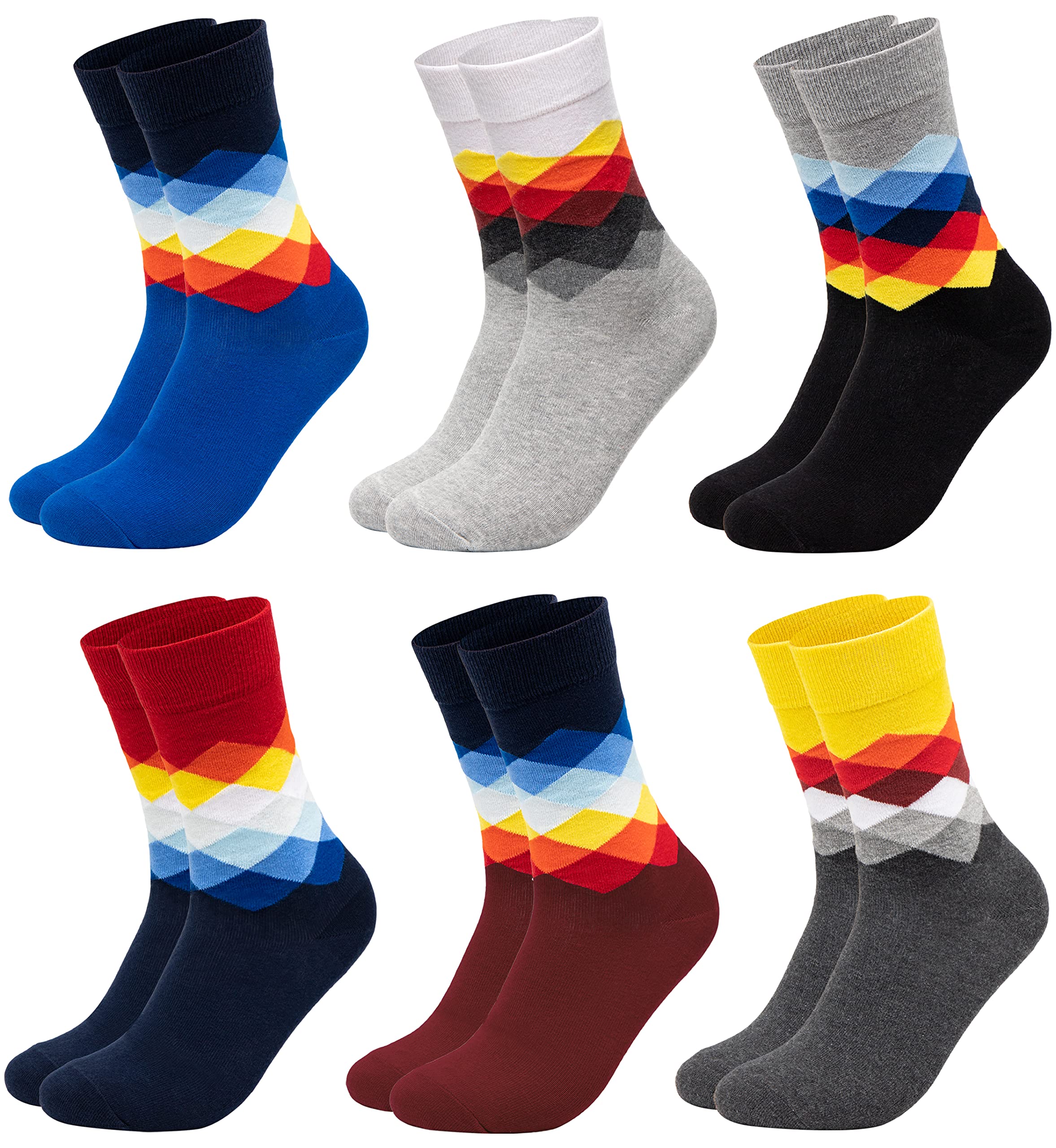 Occulto BUNTE SOCKEN für HERREN (6 PAAR) aus BAUMWOLLE in verschiedenen MUSTERN, bunte HERRENSOCKEN BUSINESS SOCKEN, RINGELSOCKEN