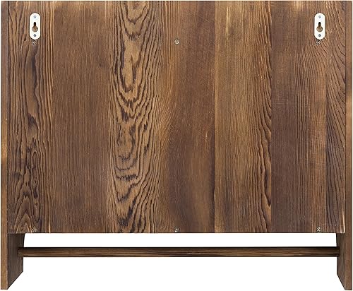 Miniatura 7 de MyGift Estantes de almacenamiento de baño de madera maciza quemada rústica de 3 niveles, estante flotante de madera con barra para colgar toallas de