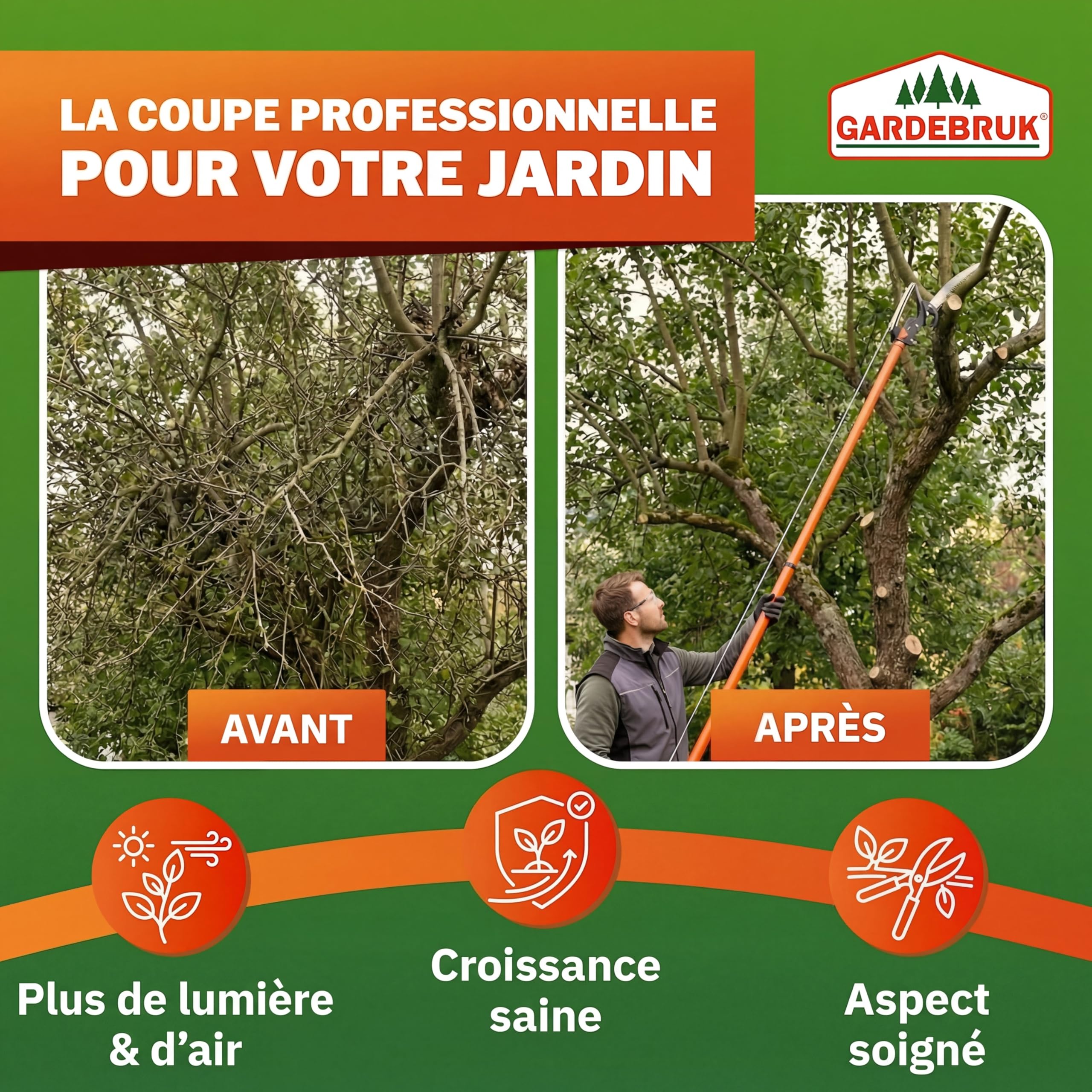 53 Pouces Haute Portée Membre D'arbre Main Corde Scie Pieds Kit de