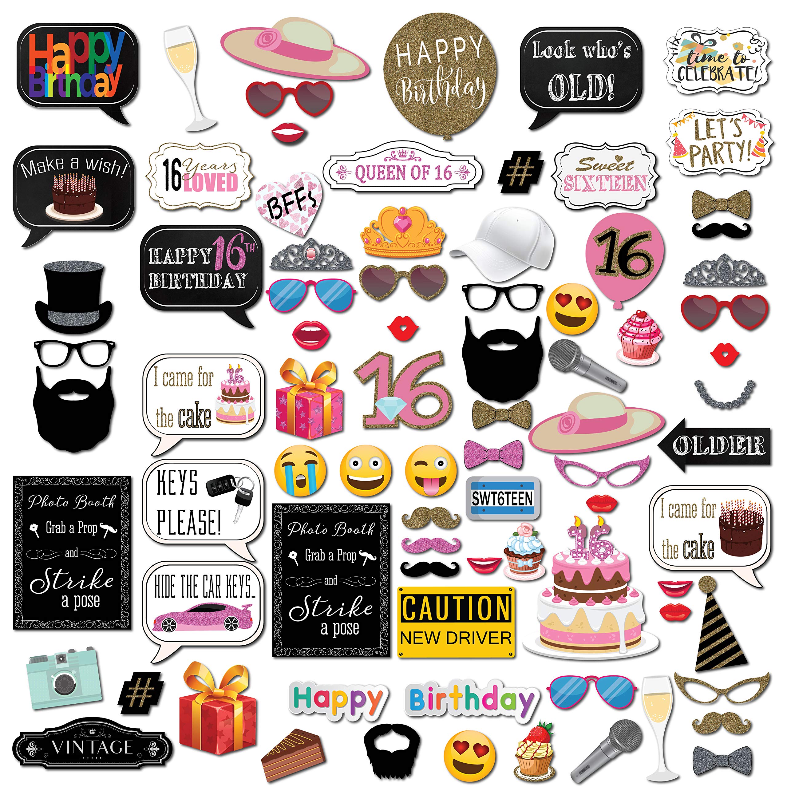 Amazon.Com: Sweet 16 Photo Booth Props Mega Pack With 82 Pieces.
