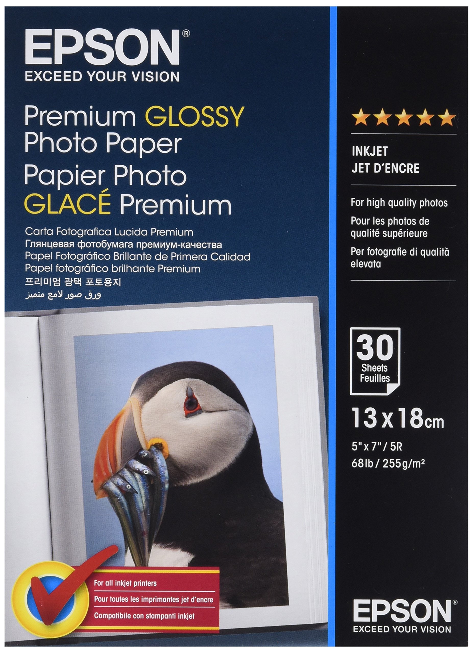 EPSON Foto Papier glänzend A4 50 Blatt 1er-Pack & Premium glossy photo paper inkjet 255g/m2 130x180mm 30 Blatt Pack