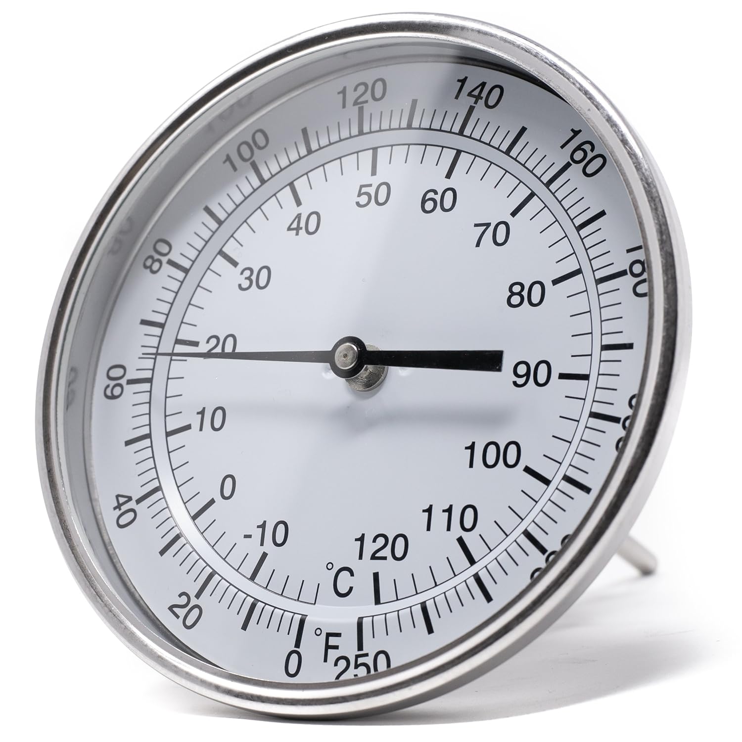 PIC Gauge B5A2-II 5” Dial Size, 0/250°F and -18/121°C, 2" Stem Length, Adjustable Angle Connection, Stainless Steel Case, 316 Stainless Steel Stem Bimetal Thermometer
