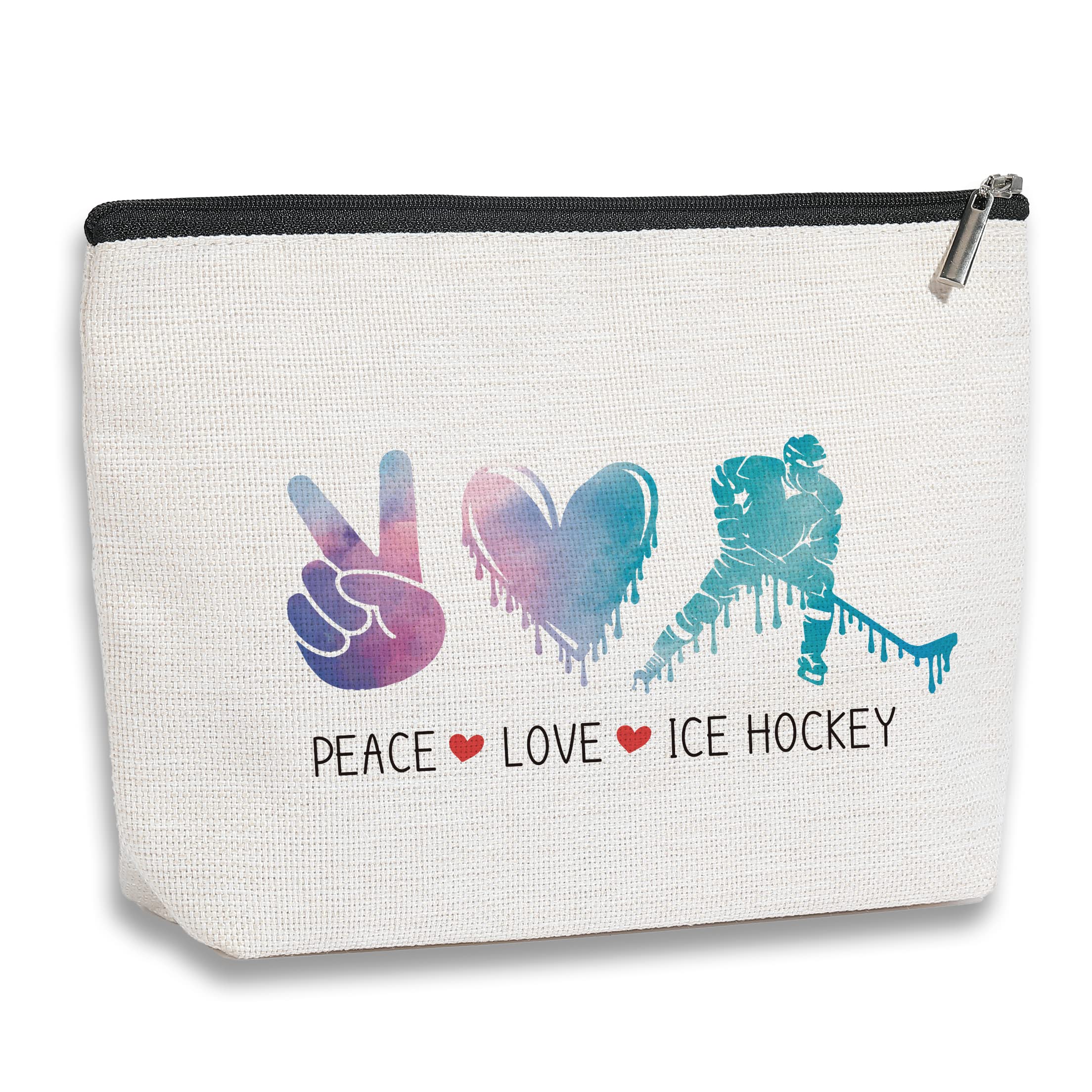 Hockey Gifts Inspirational Hockey Gifts for Ice Hockey Lovers Team Players Makeup Bag Christmas Birthday Gifts for Women Athletics Coach Friend Sister Hockey Travel Pouch