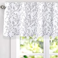 Vista 1 de DriftAway Cenefas opacas de 18 pulgadas gris y blanco para ventanas, dormitorio, sala de estar, bolsillo para cortinero, árbol de granja, rama