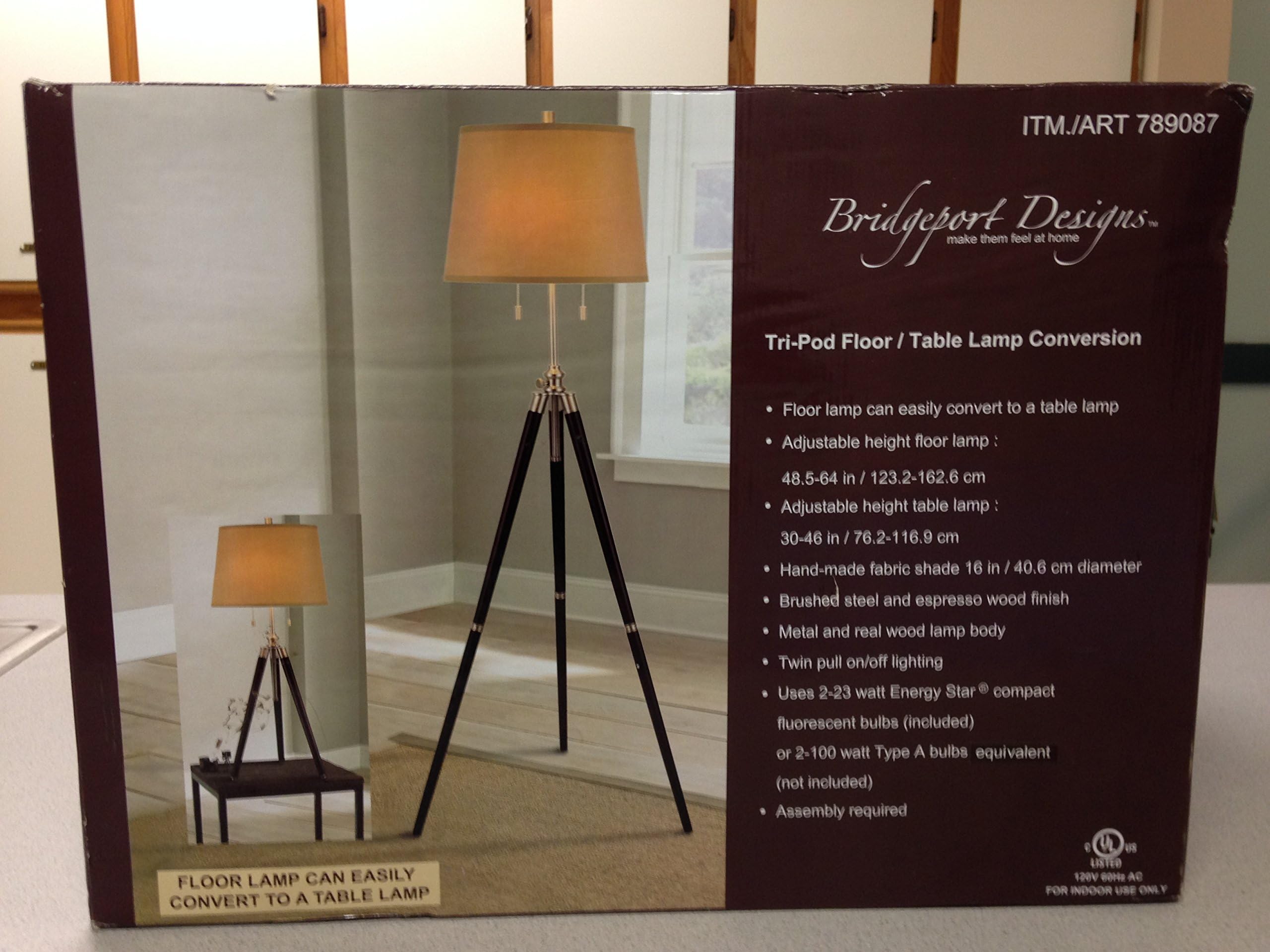 Bridgeport Designs Tri-Pod Floor/Table Conversion Lamp