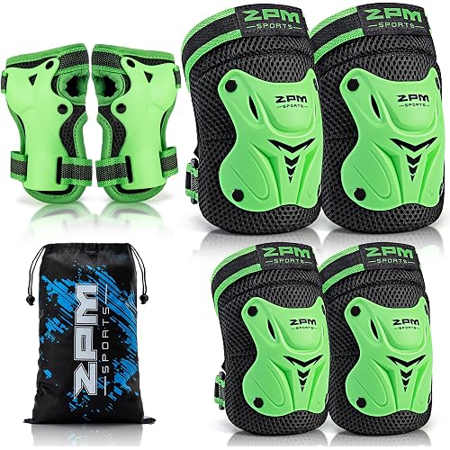 2PM SPORTS Knee and Elbow Pads Set with Wrist Guards for Kids Boys Girls