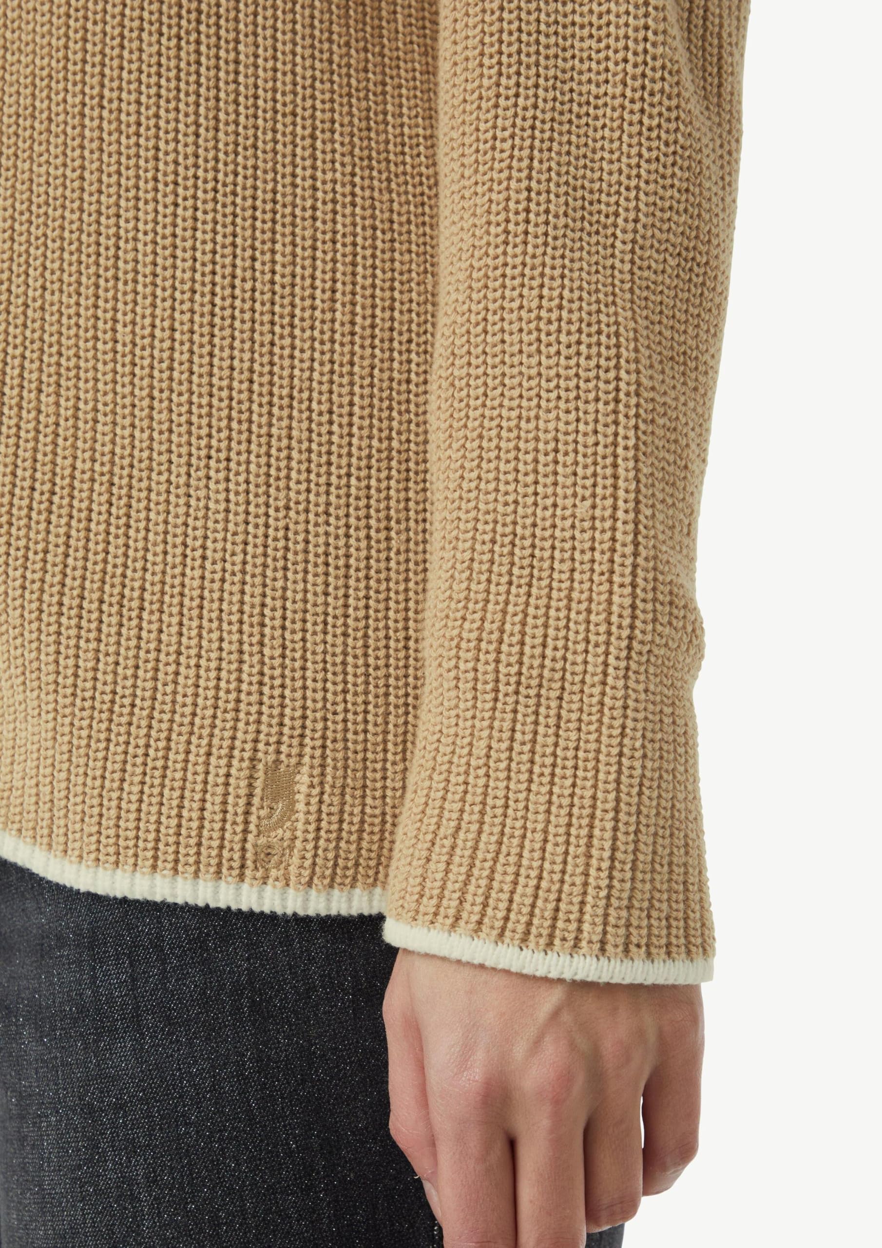 Comma Strickpullover aus Baumwolle mit überschnittenen Schultern