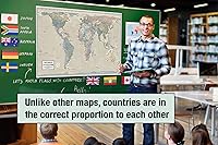 Vista 3 de Gall Orthographic World Map Most Accurate World Map - Countries are Shown in Correct Proportion to Each Other Laminated World Map 36” x 24