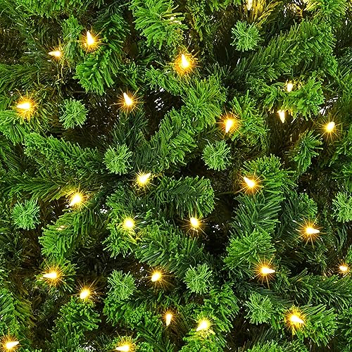 Miniatura 5 de Yaheetech Árbol de Navidad artificial preiluminado de 6 pies con luces incandescentes blancas cálidas, árbol de Navidad preiluminado completo