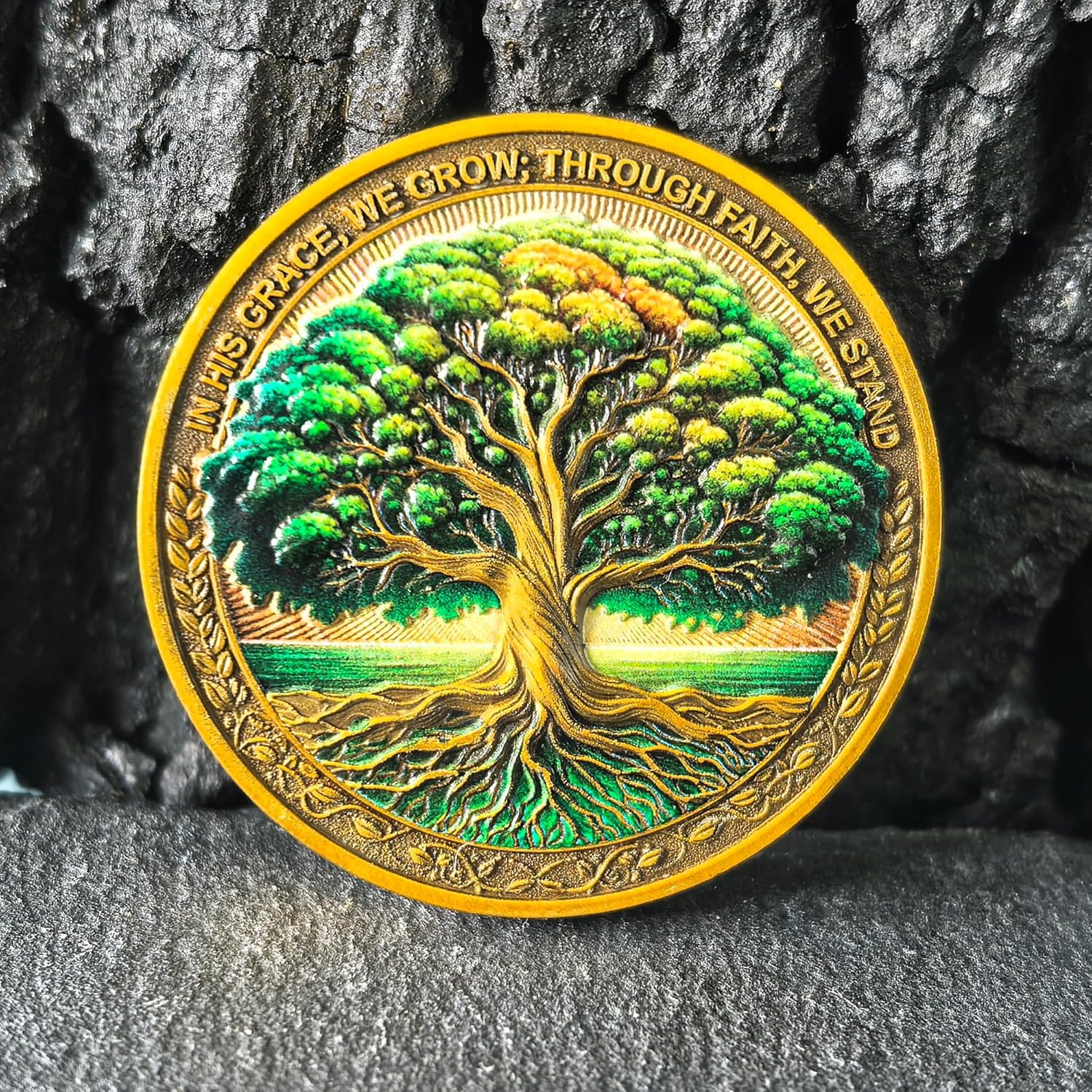 Growing Tree Christian Challenge Coin for Spiritual Growth and Faith Inspiration (Pack of 10)