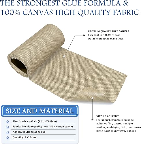 Vista 94 de KING MOUNTAIN Parche de reparación termoadhesivo, paquete de 20 piezas, parche de reparación termoadhesivo 100% algodón, 3 x 4-1/4 con pegamento