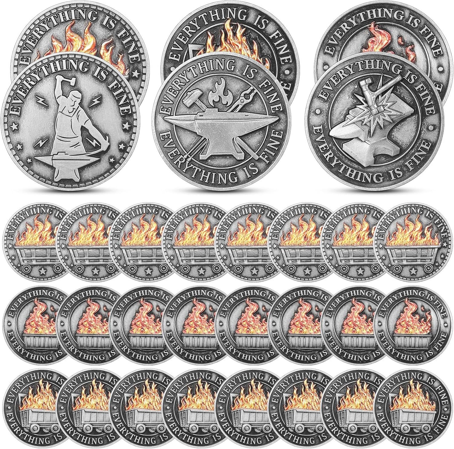 100 Pcs Dumpster Fire Acrylic Keychains – Funny Support Gifts For Coworkers, Teachers, Employees (Green)