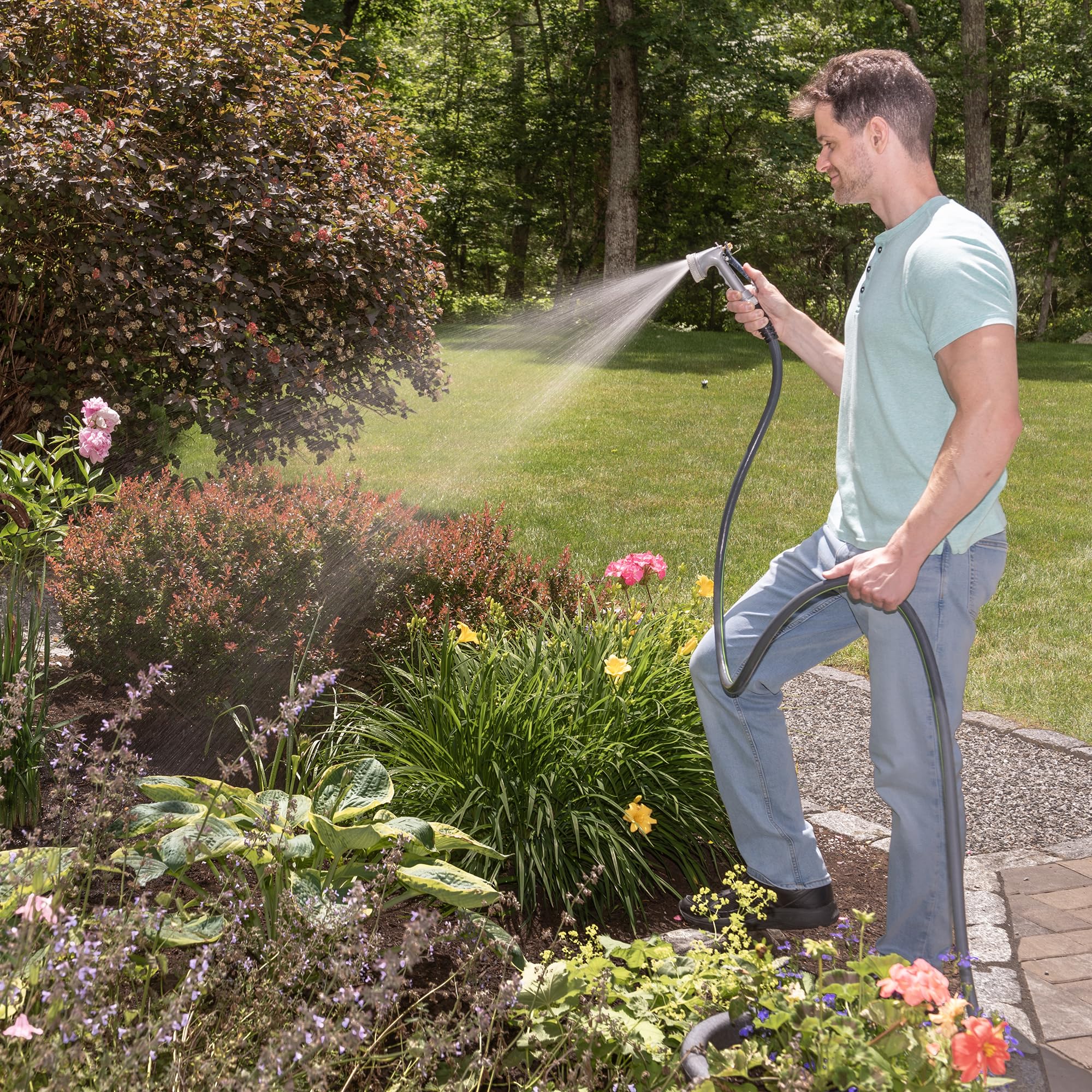 Teknor Apex 5102-100 - Manguera de jardín flexible con control de torceduras, color gris
