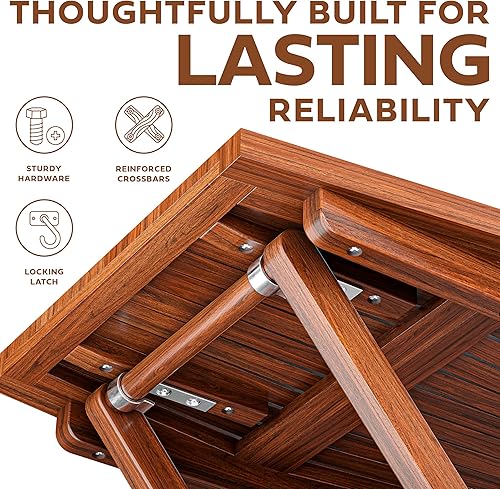 Miniatura 9 de Melino Mesa auxiliar plegable de madera para exteriores, 18 x 16 x 16 pulgadas, madera de acacia certificada FSC, resistente a la intemperie, para