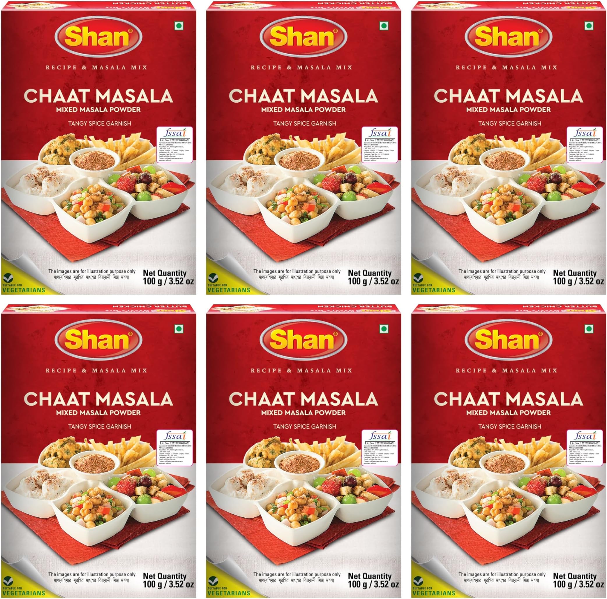 Shan Chaat Masala, 3.53 oz / 100 g, 6 Pack