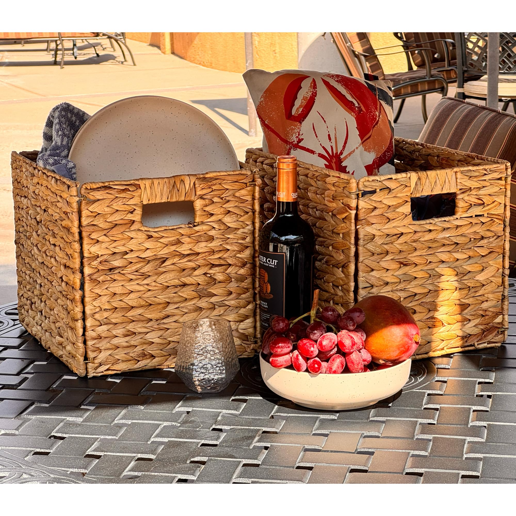 Yankee Trader Dekorative handgewebte Wasserhyazinthe Wicker Storage Baskets, Set von sechs 13x11x11 Baskets Perfekt für Einheiten Regal
