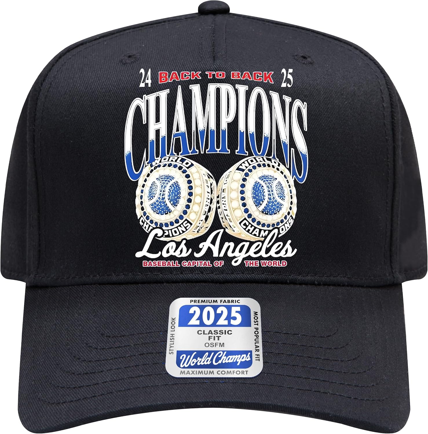 Field Pendant Baseball 2025 World & League Champions Embroidered Patch Hat | Los Angeles LA Merch | Snapback for Men & Women