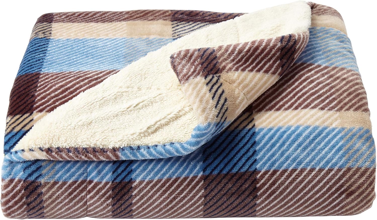 Bedford Home Blanket Throw – Oversized Plush Woven Polyester Sherpa Fleece Plaid Throw – Breathable and Machine Washable in Horizon - Image 8