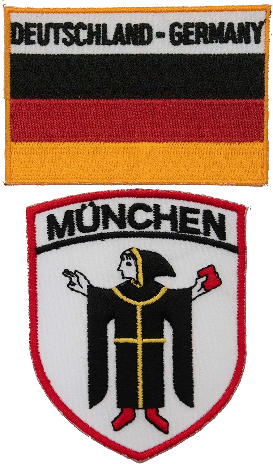 A-ONE -Germany Munchen City Badge Emblem Patche Embroidery Patches + Deutschland Country Flag Patch World Flag Badges No.101C