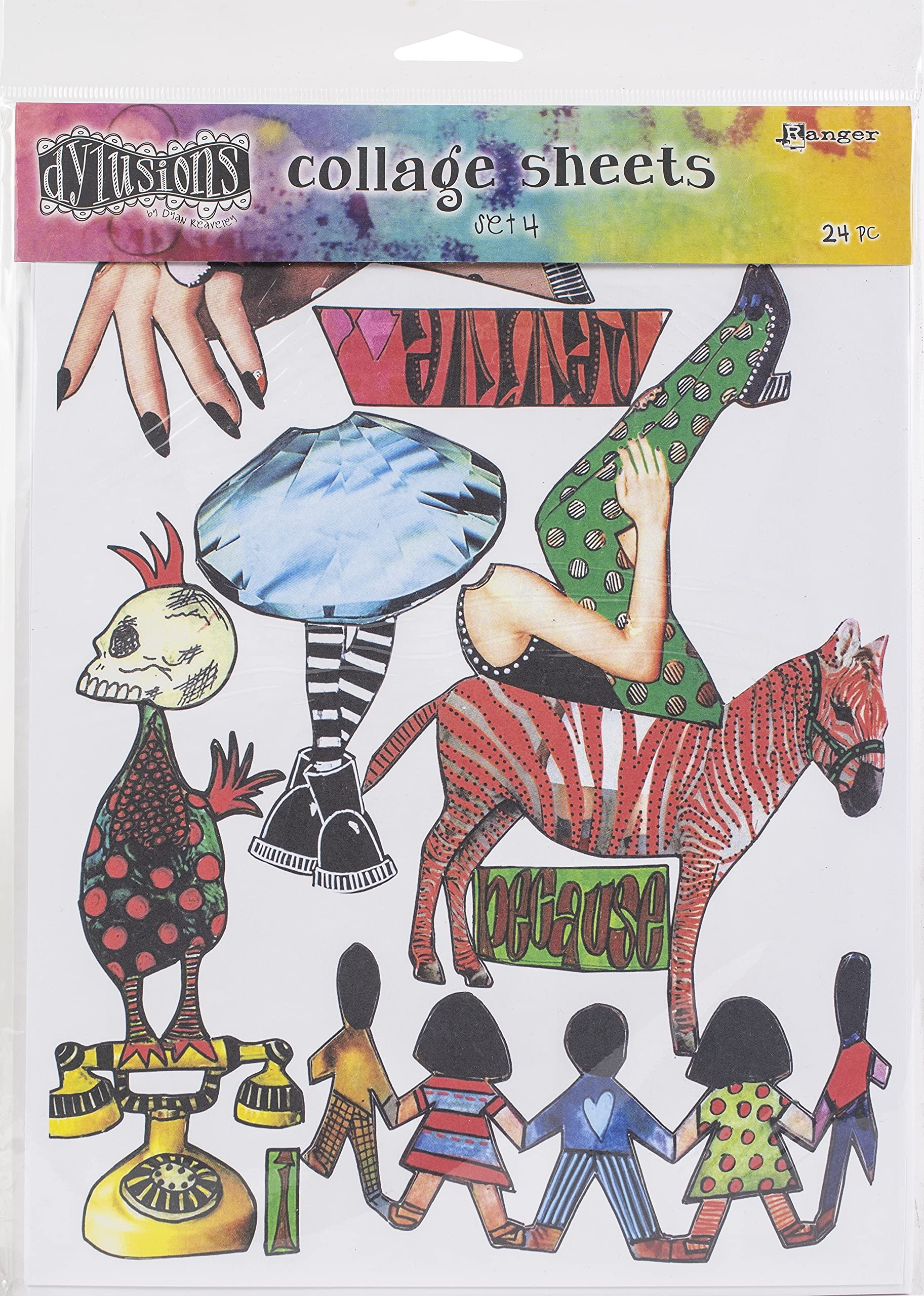 Dylusions Collage Sheets Set 4 matériel Mixed Media grand format