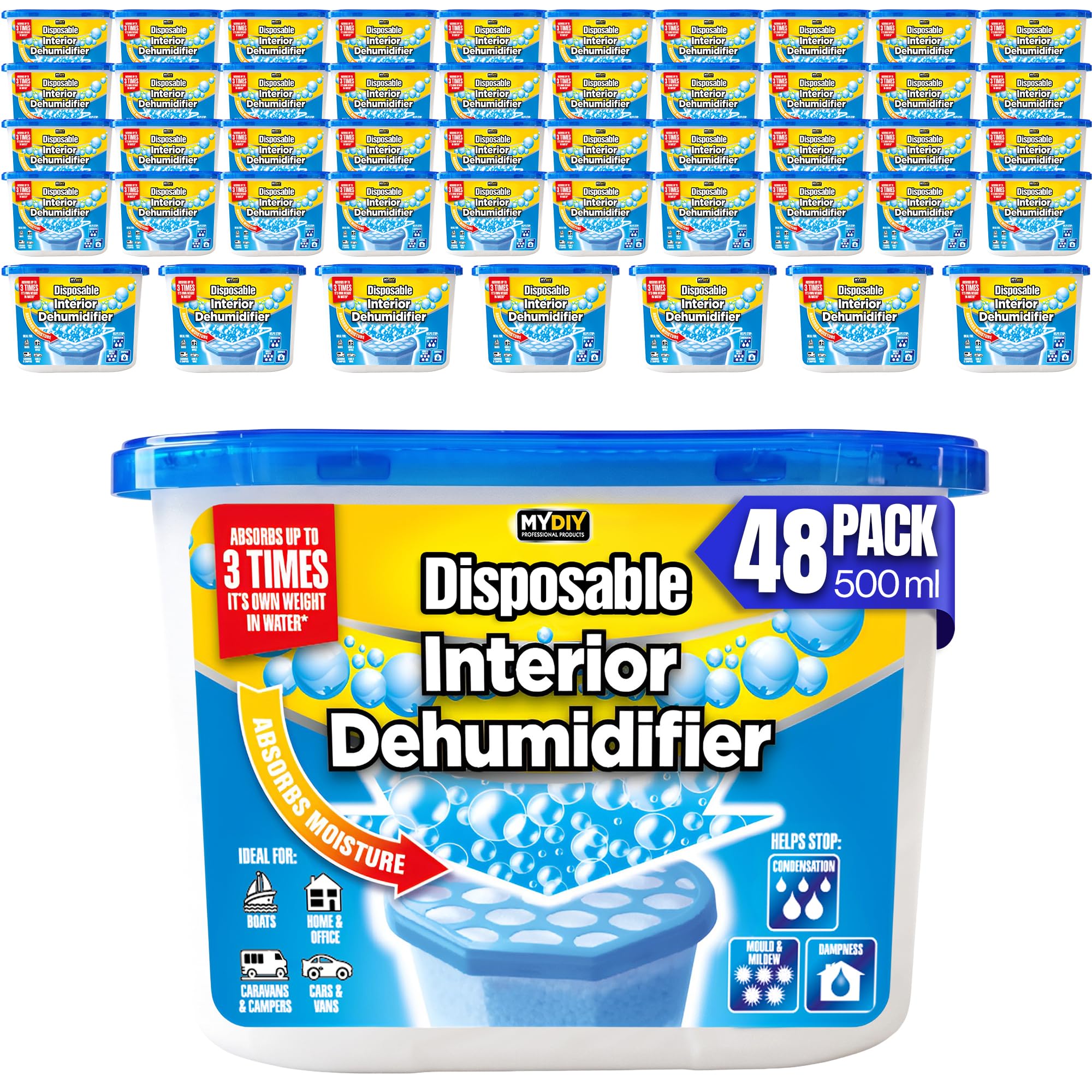 Dehumidifiers Disposable 500ML x 48Pack - Moisture Absorber Dehumidifier for Home Condensation Remover Interior Dehumidifiers, Ideal for Damp & Mould in Home, Wardrobe & Basement — image 1