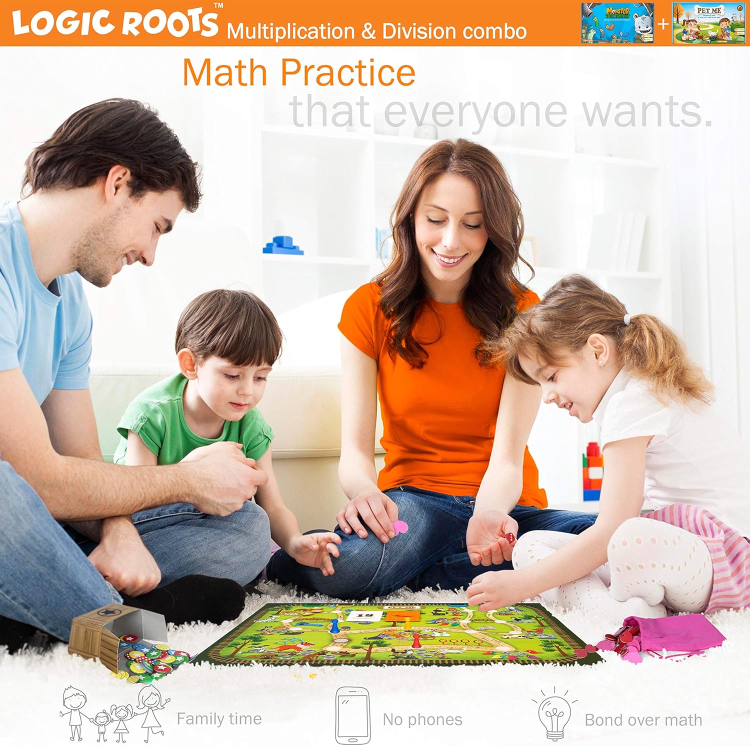 Two Math Games for Kids - Learn Addition, Subtraction, and Multiplication Table | Educational Games for Kids 5 and up for Kids (Pet Me + Monster Sock Factory)