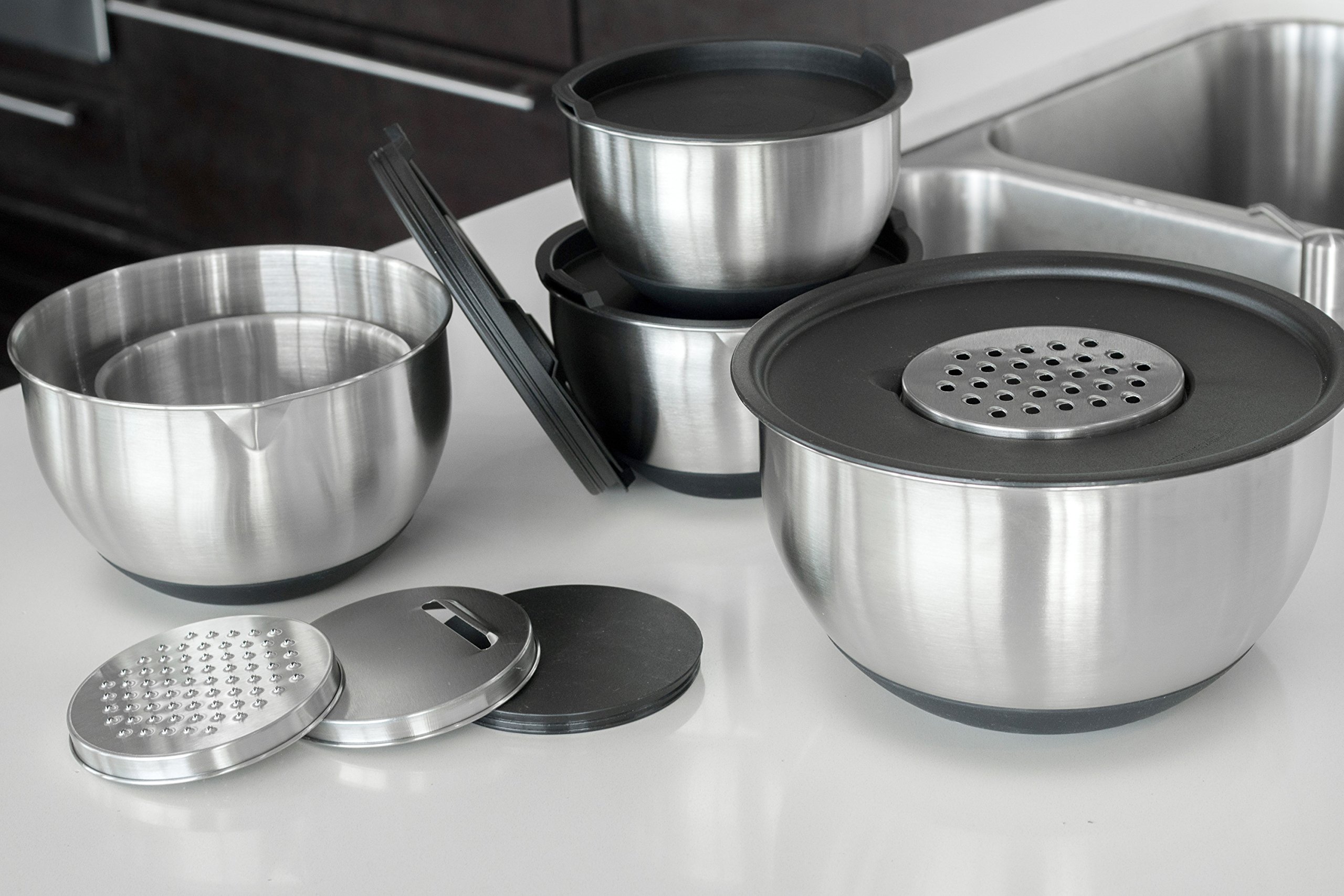 [Deluxe Set] 5 Premium Grade Stainless Steel Mixing Bowl Set with Lids