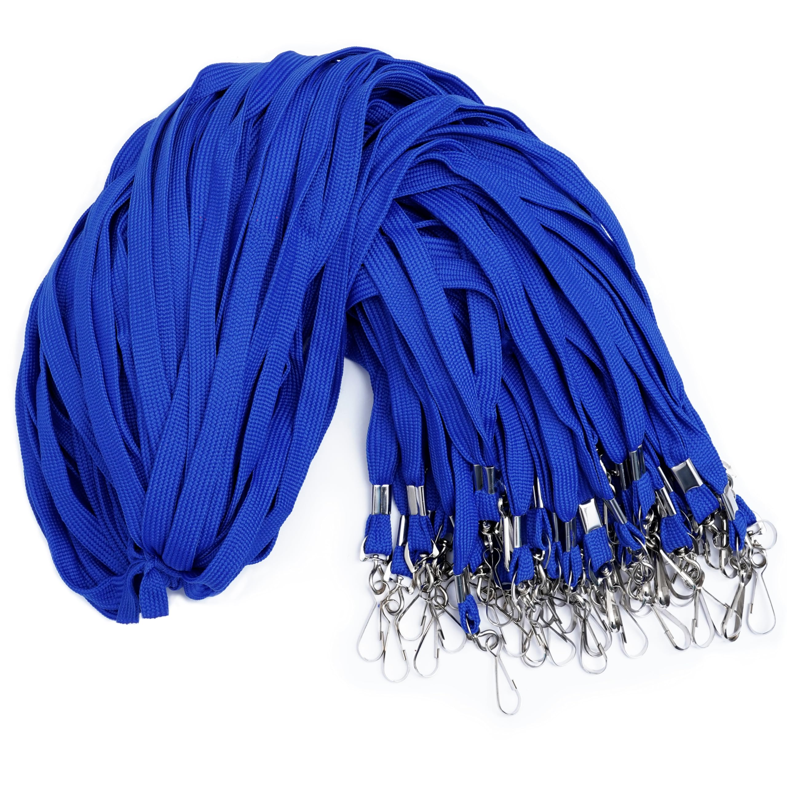 100-Pack Blue Lanyards for ID Badges with Swivel J-Hooks - Versatile Neck Lanyard for Keys, Card Holders, Whistles, and More - Ideal for Offices, Teachers, Kids, and Cruise Ship Cards